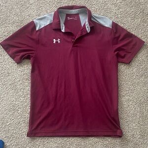 Under Armour mens burgundy and gray polo brand new size large